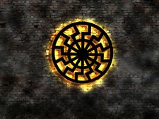 3D Wandbild schwarze Sonne Zeichen Logo Aufnäher  Aufkleber  Bild Wandtattoo sun