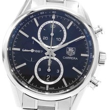 TAG HEUER Carrera Kaliber 1887 Chronograph Herrenuhr SS schwarzes...