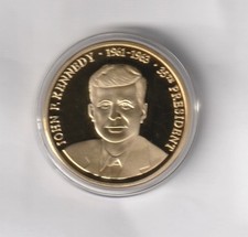 John F. Kennedy 2009 US Präsident 33 mm Kupfer vergoldet in PP - (219)