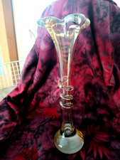 Glas Vase dickwandig Farb Einschmelzungen Faden Spirale Schlange Ochideen Rosen