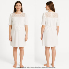 Kiabi Damen Kleid 40 S Small Kurz Umstandsmode Pre Maman Weiß 3/4 Arm