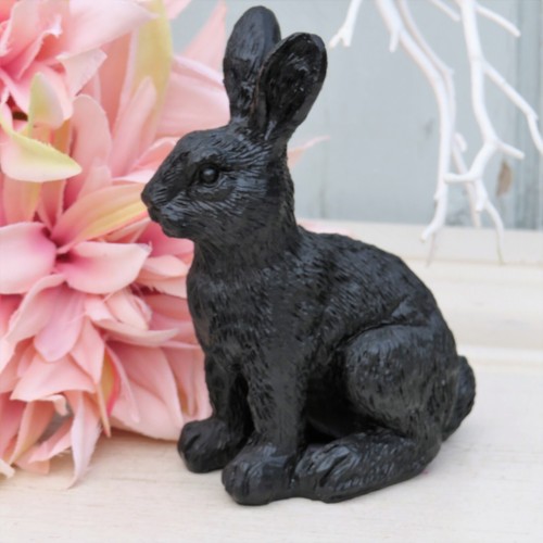 Osterdeko hase sitzend schwarz - sitzend,