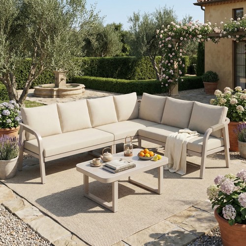 Garten ecksofa mit couchtisch - ecksofa,