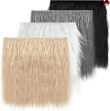 Kunstfellstoff 25 x 25 cm, 4 Stück Langhaarplüsch zum Basteln, Kunstfell zum B