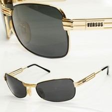 Versus 1996 by Gianni Versace Vintage Gold Black Sonnenbrille MOD F33 COL 09M