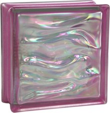 Design Glasbausteine Perlmutt AQUA Amethyst, 19 x 19 x 8 cm - 6 Stück