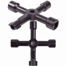 2x Universal Multifunktions Vierkant Dreikant Ventil Kreuz Elektro Gas Schlüssel