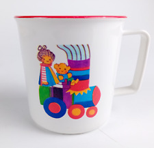 Kinder-Tasse Kunststoff Kindergeschirr Vintage 1970er Camping-Becher Plastik 8cm