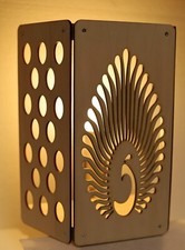 Sauna Lampenschirm Holzblendschirm Pfau