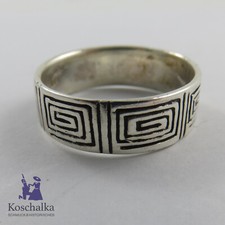 Eleganter 925er Silber ,,Mäander" Muster Ehering, Gr.58 (E3417)