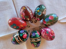 7 große alte Holz Ostereier