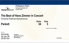2x Hans Zimmer Concert Tickets