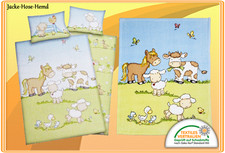 Set Babybettwäsche Babydecke Motiv: Bauernhof Pferd Kuh Schaf - NEU auch einzeln