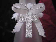 Kerzenschmuck Tropfschutz  Kommunion Taufe  weiß/silber(D3,5-5cm)