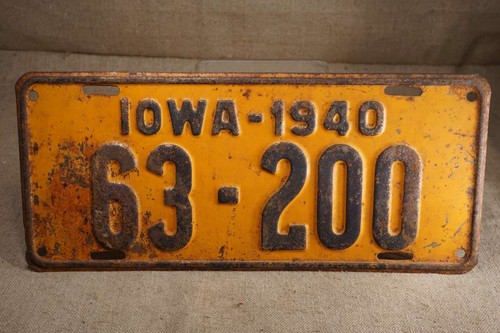 Vintage 1940 iowa license - us,