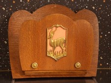 Wand regal ablage halter Post Briefe Dokumenten Zeitungs Holz Messing  antik