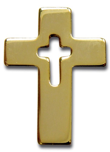 Anstecker kreuz goldfarben - anstecker,