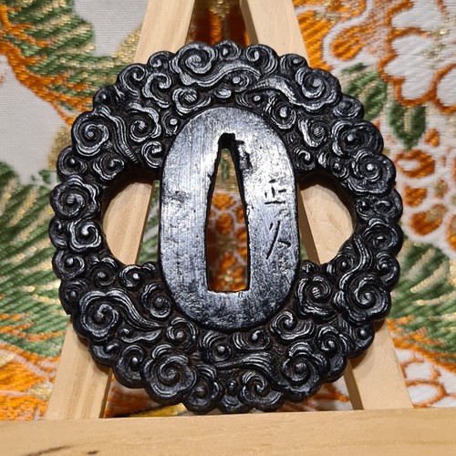 Tsuba signature clouds - tsuba,