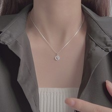 Trendige Mond Zirkon Schl??sselbein Kette Unikat Anh?nger Design f??r schicken