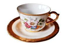 Espressotasse m. UT Kleiber Regnitzlosau  Blumenmalerei 22 Karat Goldauflage