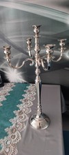 Kerzenständer Kerzenhalter Kandelaber 62cm Silber Metall Kerzenleuchter Deko