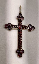 Groß Antik Granatschmuck Kreuz Anhänger Grant Steine Schmuck Kettenanhänger