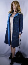 Vtg. Lilli Ann Mohair Mantel Coat Petrol Oliv Look Feel Cashmere Silk Angora GrS