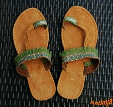 Zehentrenner Wildleder Sommer Sandale Hippie Goa Orientalische Sandale Fransen 