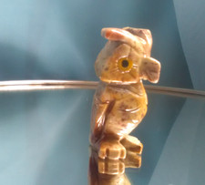 Figur Eule geschnitzt Edelstein Handarbeit Kunsthandwerk Stein Vintage