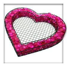 Herz Gitter Grabschmuck Pflanzschale Friedhof Grabdeko mit Glasnuggets