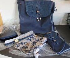 Tasche  Set blau Rucksack Handytasche Geldbörse Armbanuhr Halstuch NEU 