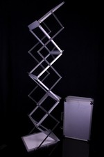 Prospektständer Faltbar Zeitschriften Flyer Prospekthalter 6x DIN A4 Alu Koffer