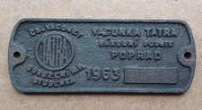 Fabrikschild TATRA Straßenbahn, Baujahr 1963, Fabriknummer: 70 365