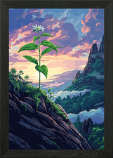 Bergblume bei Sonnenuntergang