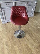 Barhocker Höhenverstellbar, Drehbar, Chrom, Fußstütze, Rot  Kunstleder