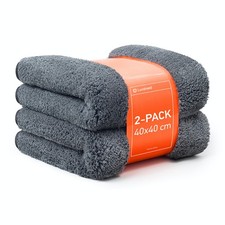 Luxshield Microfasertuch 2er Set, Premium Trockentuch 1200 GSM, 40 x 40 cm grau