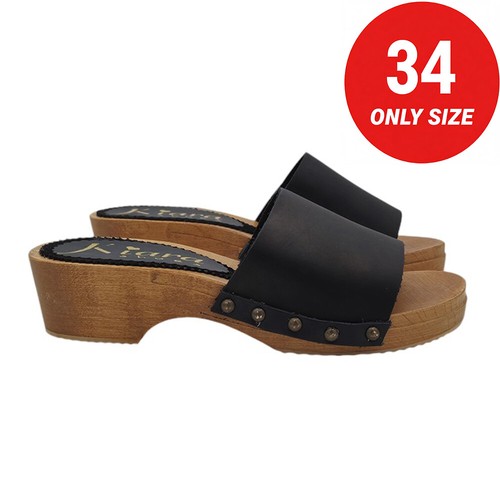 Echtholz clogs schwarz mit - clogs,