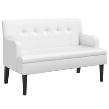 Kunstleder Sitzbank mit Rückenlehne Bank Polsterbank Bettbank Sofa 112x65,5x75cm