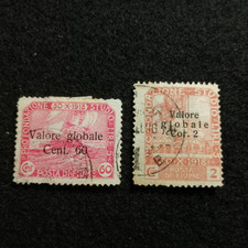 Fiume 1919-MiNr.79+82  mit zweizeiligem + dreizeiligem Aufdruck neuer Wert