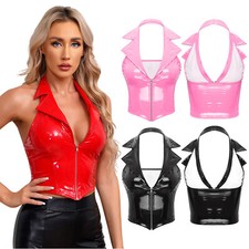 Damen leder crop top sommer - de,