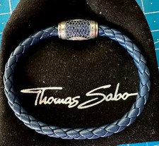 Original Thomas Sabo Armband, blaues Leder / Zirkonia / Magnetverschluß
