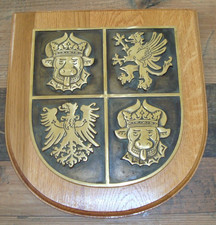 Großes Messingwappen auf Holz Mecklenburg-Vorpommern - aus Sammlung