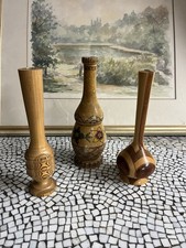 Drei Antike Deko Vasen Holz