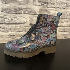 Damen Schnürstiefellette Größe 39, Brush, Leder Blumenmuster, Leicht Gefüttert