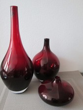 3 Stück Ikea Salong Vase Blumenvase Vasen Glas rot  31 / 21 / 11 cm  Deko TOP