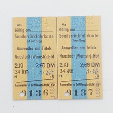 2 Alte Fahrkarte Sonderrückfahrkarte Ausflug DB Annweiler Fahrschein Ticket 1971