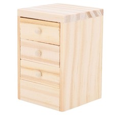 Miniature Dollhouse Nightstand Wooden 3 Openable Drawers Mini Bedside Table NEW