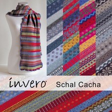 invero: bunter Mustermix Schal Cacha aus 100% Wolle - Strickmode Made in Germany
