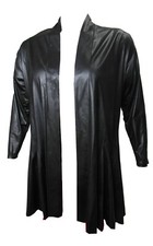 Coole Jacke Lederoptik Schwarz A74 - Cardigan Mantel Gothic Steampunk Robe -