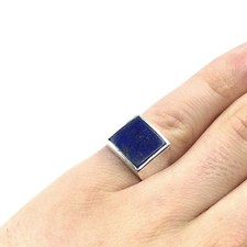 925 Silber Ring Lapislazuli klassischer Siegelring quadrat Herren Schmuck RW 55